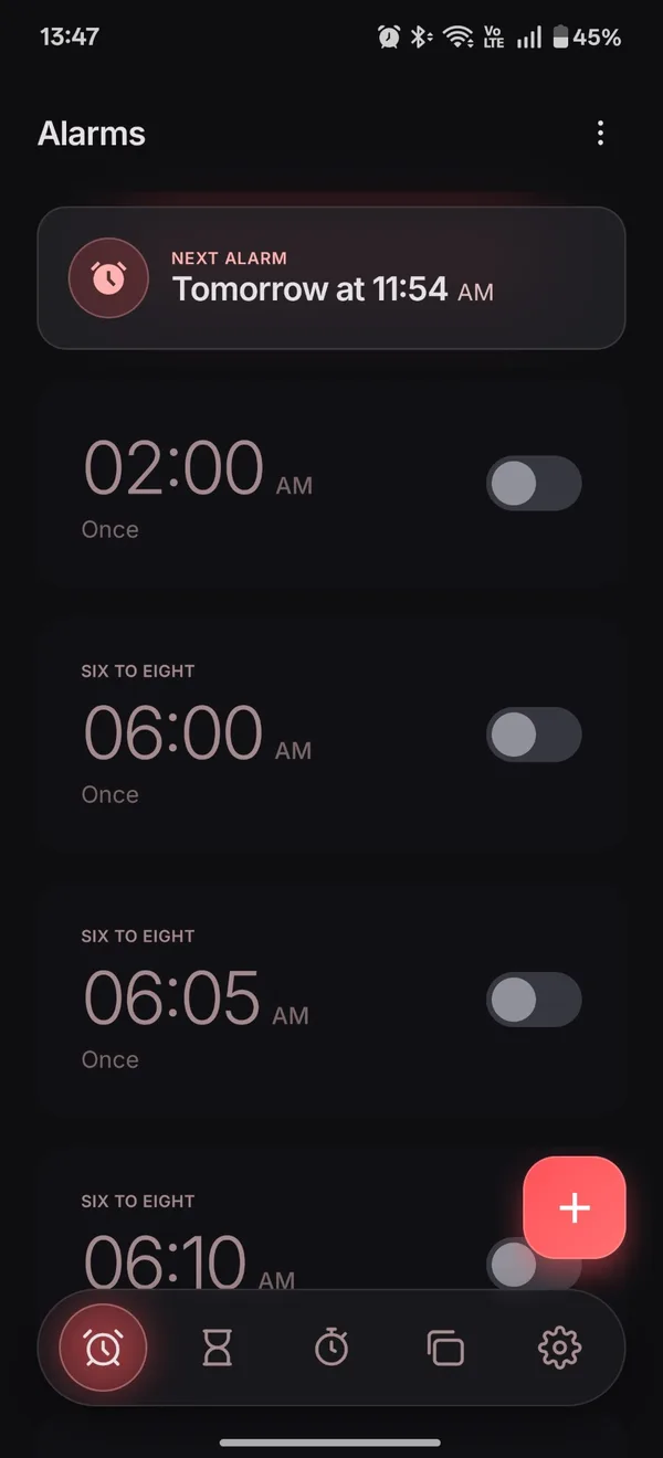 Alarmzy alarms list